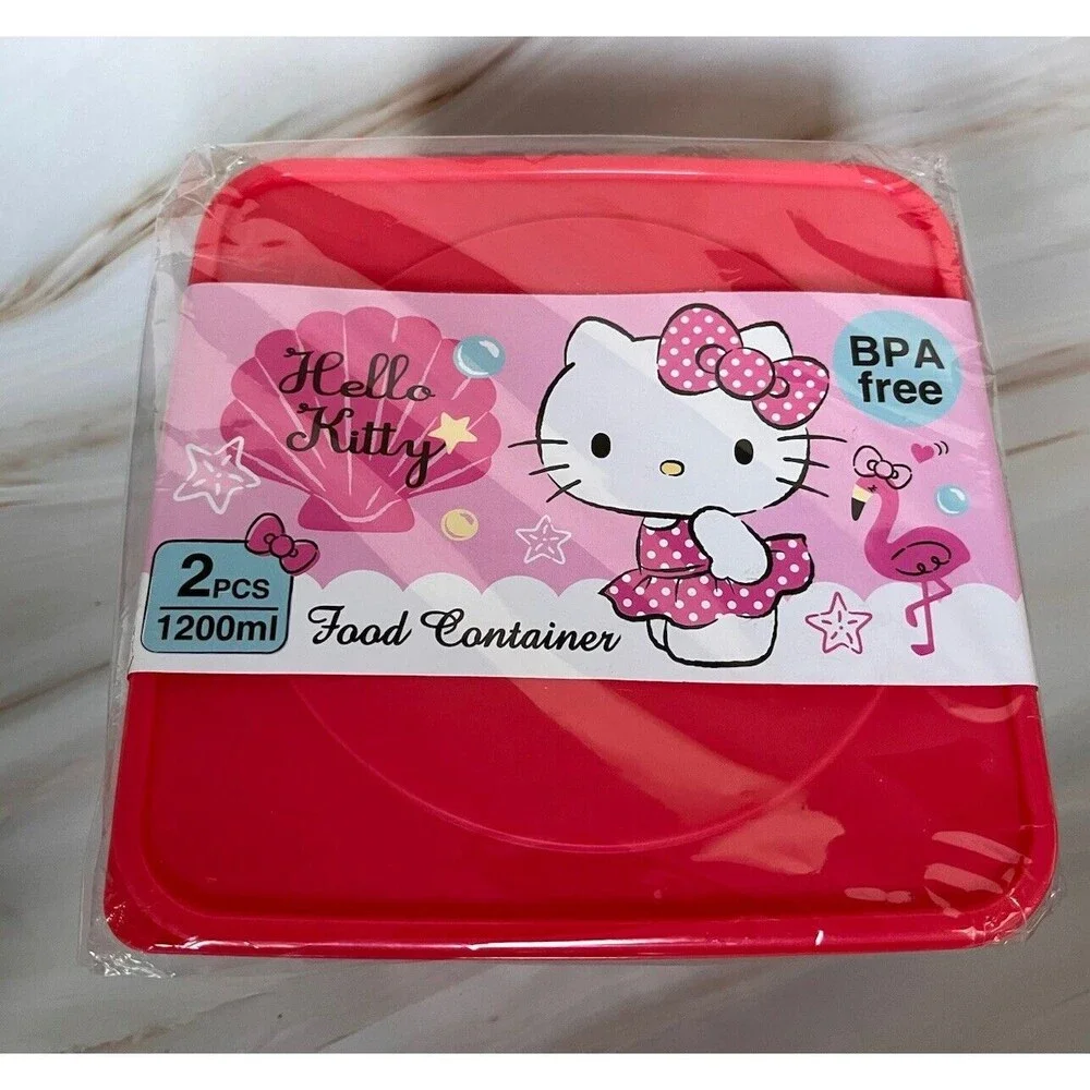2 Pcs Hello Kitty Food Container 1200ml BPA Free